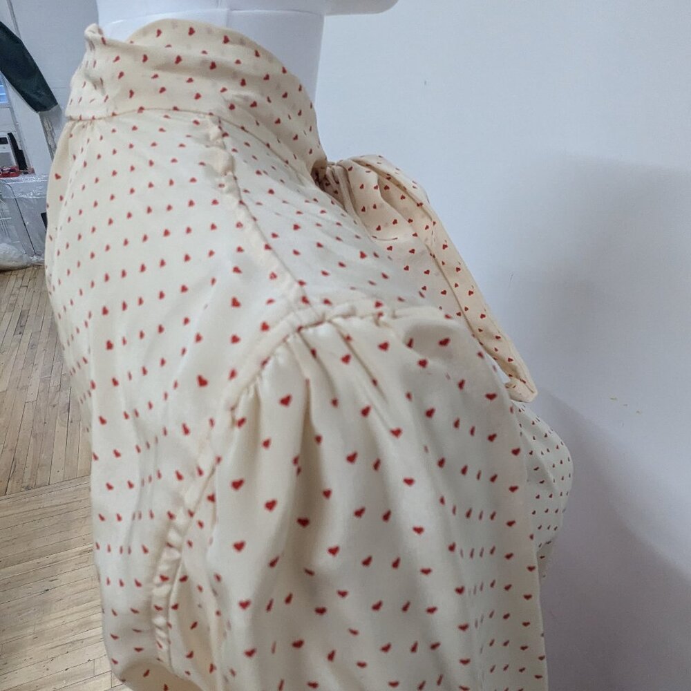 Vintage Saint Laurent red and white heart blouse with scarf long pleated skirt - Picture 9 of 11